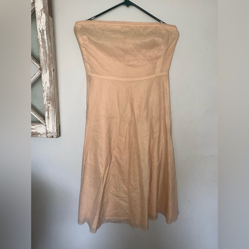 J. Crew Strapless Peach Midi Dress
